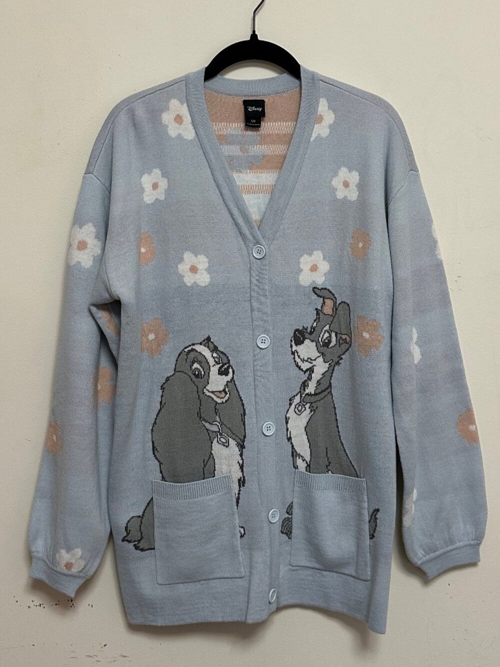 Disney Lady and the Tramp Floral Button Front Cardigan Small
